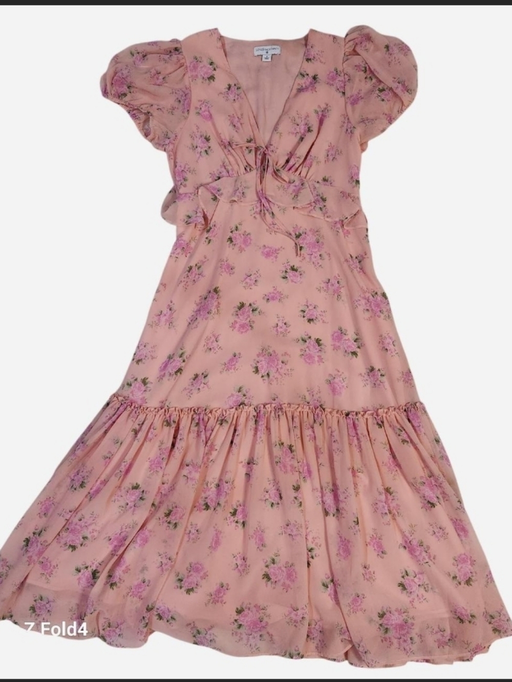LoveShackFancy x Target Estelle Pink Floral Puff Sleeve Midi Dress Size 6 EUC